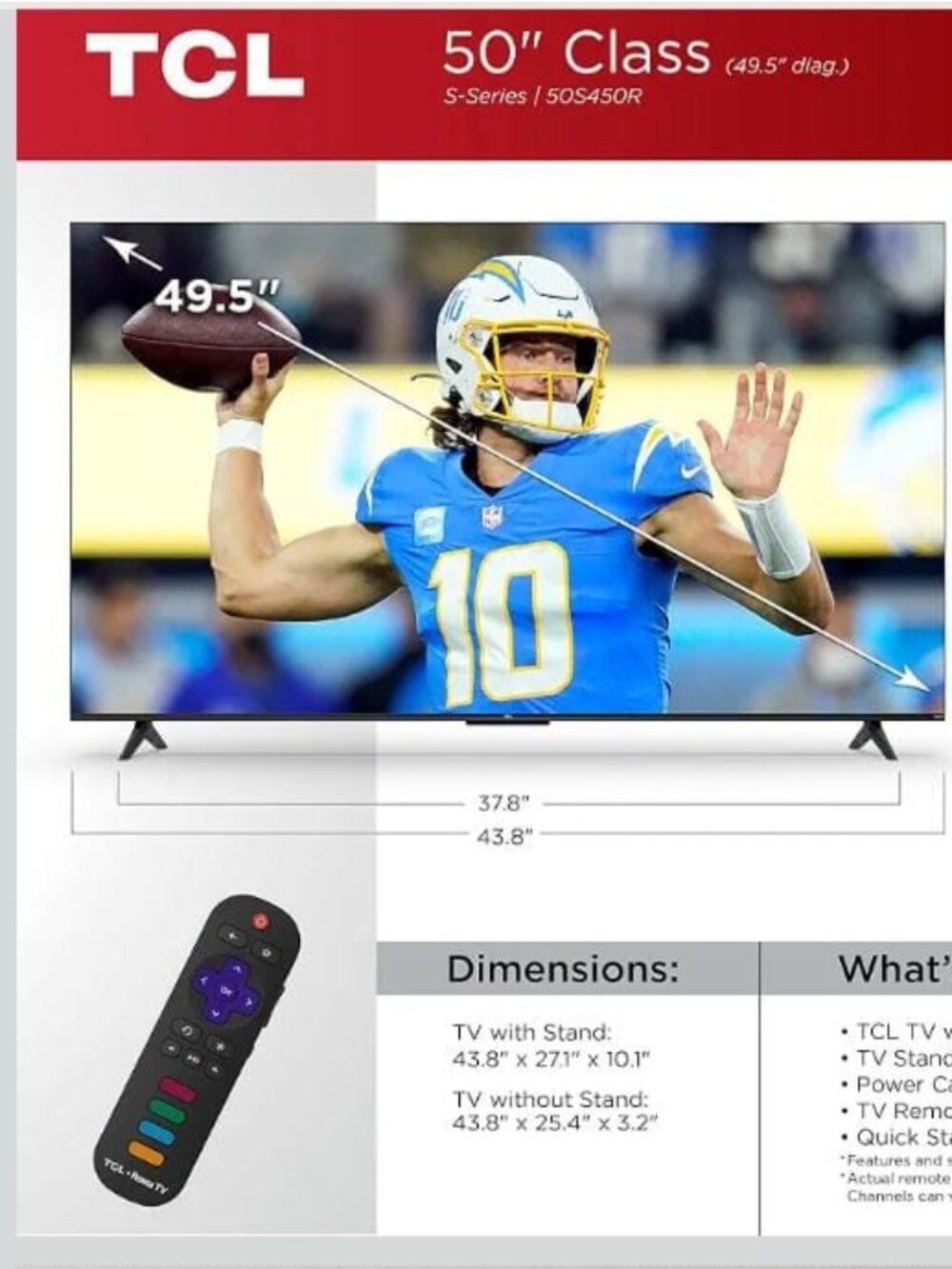 TCL 50-Inch Class S4 4K LED Smart TV with Roku TV with FREE WALL MOUNT